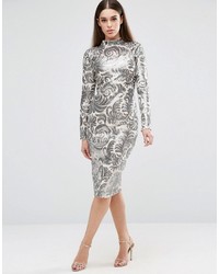 Серебряное платье-миди с пайетками от Club L