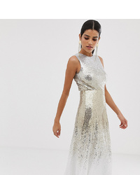 Серебряное платье-миди с пайетками от TFNC Tall
