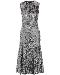 Серебряное платье-миди от Dolce & Gabbana