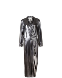 Серебряное платье-миди от Michelle Mason