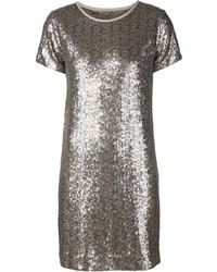 Серебряное платье прямого кроя с пайетками от Paul Smith