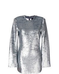 Серебряное платье прямого кроя с пайетками от RtA