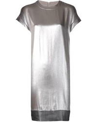 Серебряное платье прямого кроя от Brunello Cucinelli