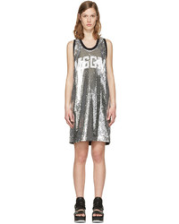 Серебряное платье с пайетками от MSGM