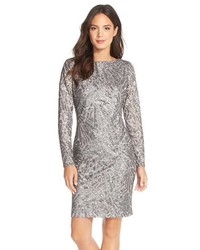 Серебряное платье-футляр с пайетками