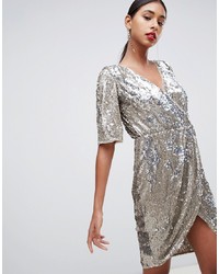 Серебряное повседневное платье с пайетками от TFNC