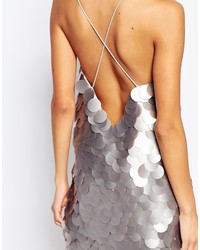 Серебряное повседневное платье с пайетками