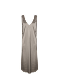 Серебряное сатиновое платье-миди от Beaufille