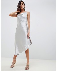 Серебряное сатиновое платье-футляр от ASOS DESIGN