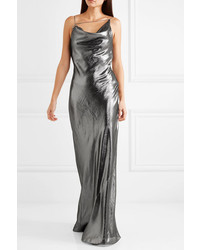 Серебряное шелковое вечернее платье от Cushnie