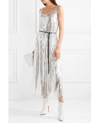 Серебряное шелковое вечернее платье от Marc Jacobs