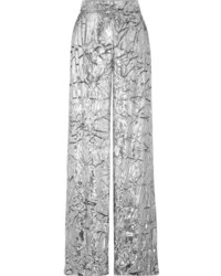 Серебряные бархатные широкие брюки от DELPOZO