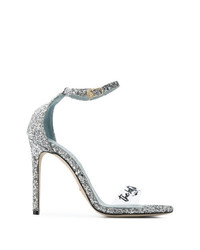 Серебряные босоножки на каблуке с вышивкой от Chiara Ferragni