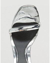 Серебряные босоножки на каблуке от Missguided