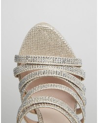 Серебряные босоножки на каблуке от Faith