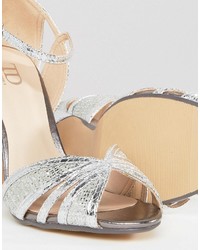 Серебряные босоножки на каблуке от True Decadence