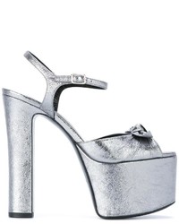 Женские серебряные босоножки от Saint Laurent