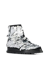 Серебряные ботильоны с пайетками от Sacai