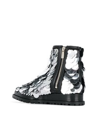 Серебряные ботильоны с пайетками от Sacai