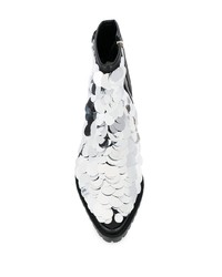 Серебряные ботильоны с пайетками от Sacai