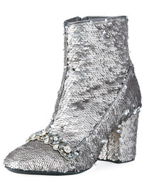 Серебряные ботинки с украшением