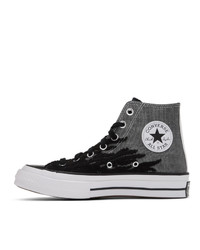 Мужские серебряные высокие кеды из плотной ткани от Converse