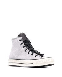 Мужские серебряные высокие кеды от Converse