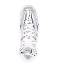 Мужские серебряные высокие кеды от Valentino Garavani