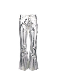 Серебряные джинсы-клеш от MM6 MAISON MARGIELA