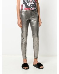 Серебряные джинсы скинни от Versace Jeans