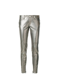 Серебряные джинсы скинни от Versace Jeans