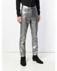 Мужские серебряные джинсы от Saint Laurent