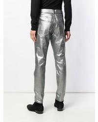 Мужские серебряные джинсы от Saint Laurent