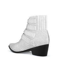 Серебряные замшевые ботильоны с украшением от Toga Pulla