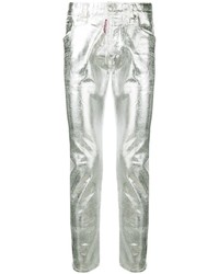 Мужские серебряные зауженные джинсы от DSQUARED2