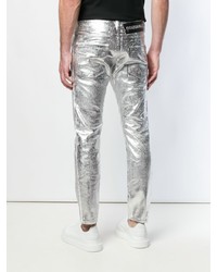 Мужские серебряные зауженные джинсы от DSQUARED2