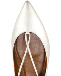 Серебряные кожаные балетки от Aquazzura