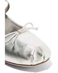 Серебряные кожаные балетки от Miu Miu
