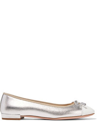 Серебряные кожаные балетки от Prada