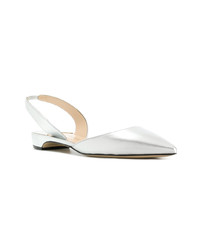 Серебряные кожаные балетки от Paul Andrew