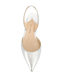 Серебряные кожаные балетки от Paul Andrew