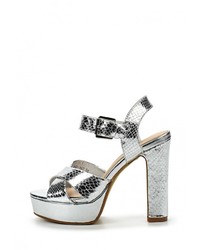 Серебряные кожаные босоножки на каблуке от Anesia