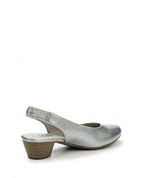 Серебряные кожаные босоножки на каблуке от Jana