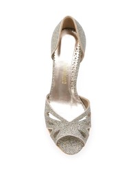 Серебряные кожаные босоножки на каблуке от Sarah Chofakian