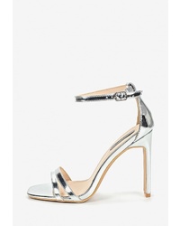 Серебряные кожаные босоножки на каблуке от LOST INK