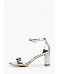 Серебряные кожаные босоножки на каблуке от Style Shoes