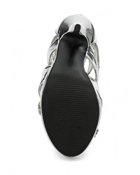 Серебряные кожаные босоножки на каблуке от Tulipano