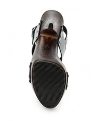 Серебряные кожаные босоножки на каблуке от Versace 19.69