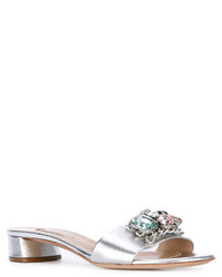 Женские серебряные кожаные босоножки от Casadei