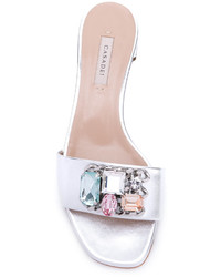 Женские серебряные кожаные босоножки от Casadei